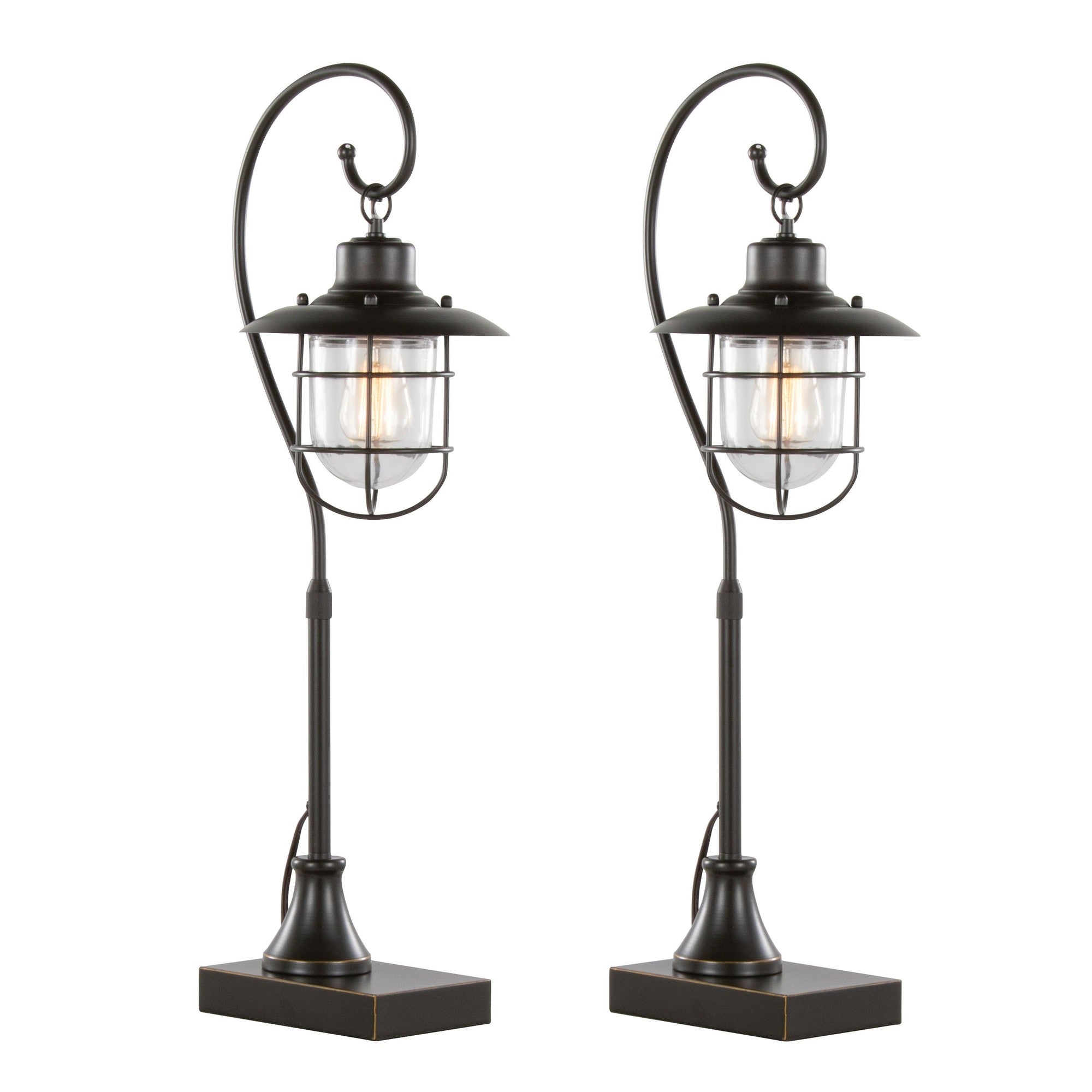 Landen 33" Metal Task Lamp - Set of 2 - Oil Rubbed Bronze, Clear Glass