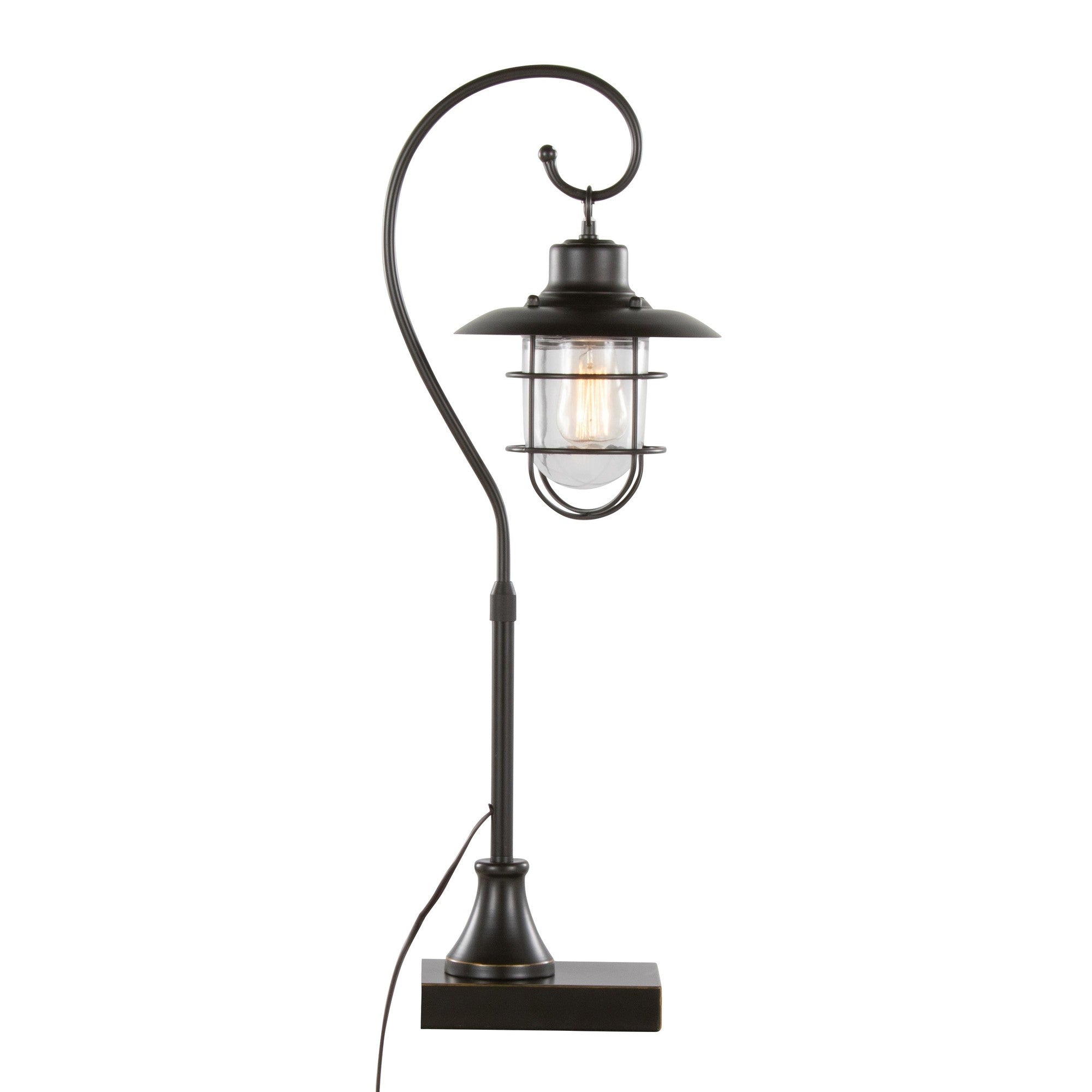 Landen 33" Metal Task Lamp - Set of 2 - Oil Rubbed Bronze, Clear Glass