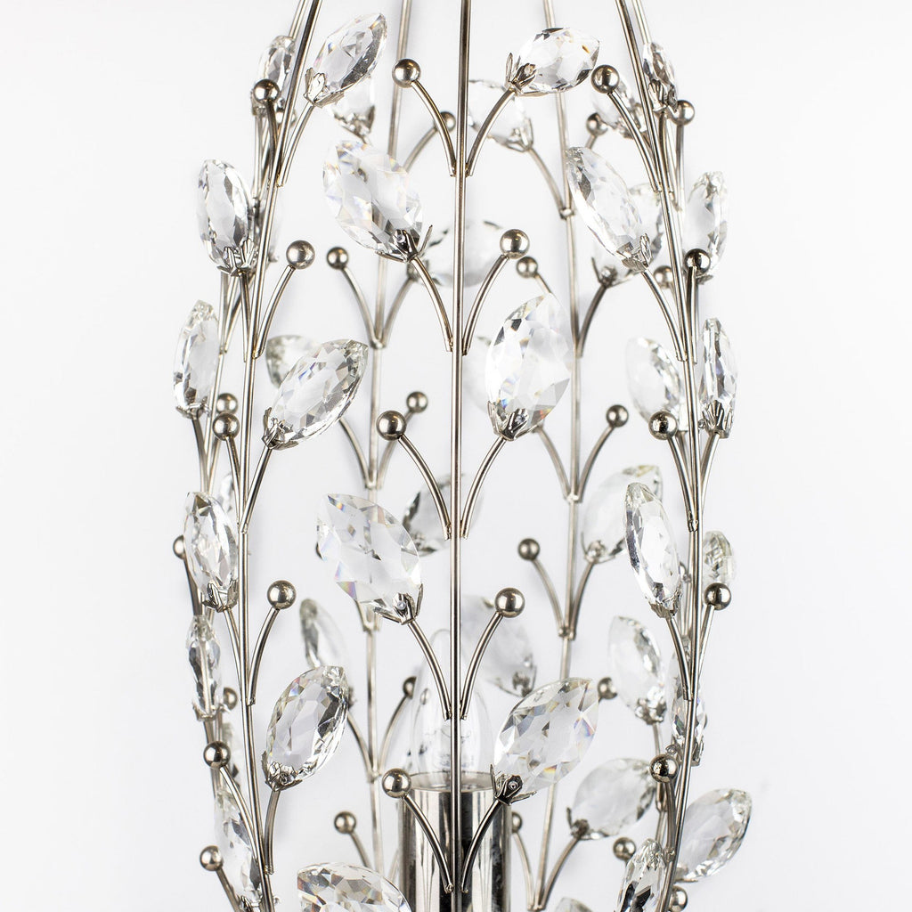 Crystal Buds 18" Metal Uplight - Polished Nickel, Clear Crystal