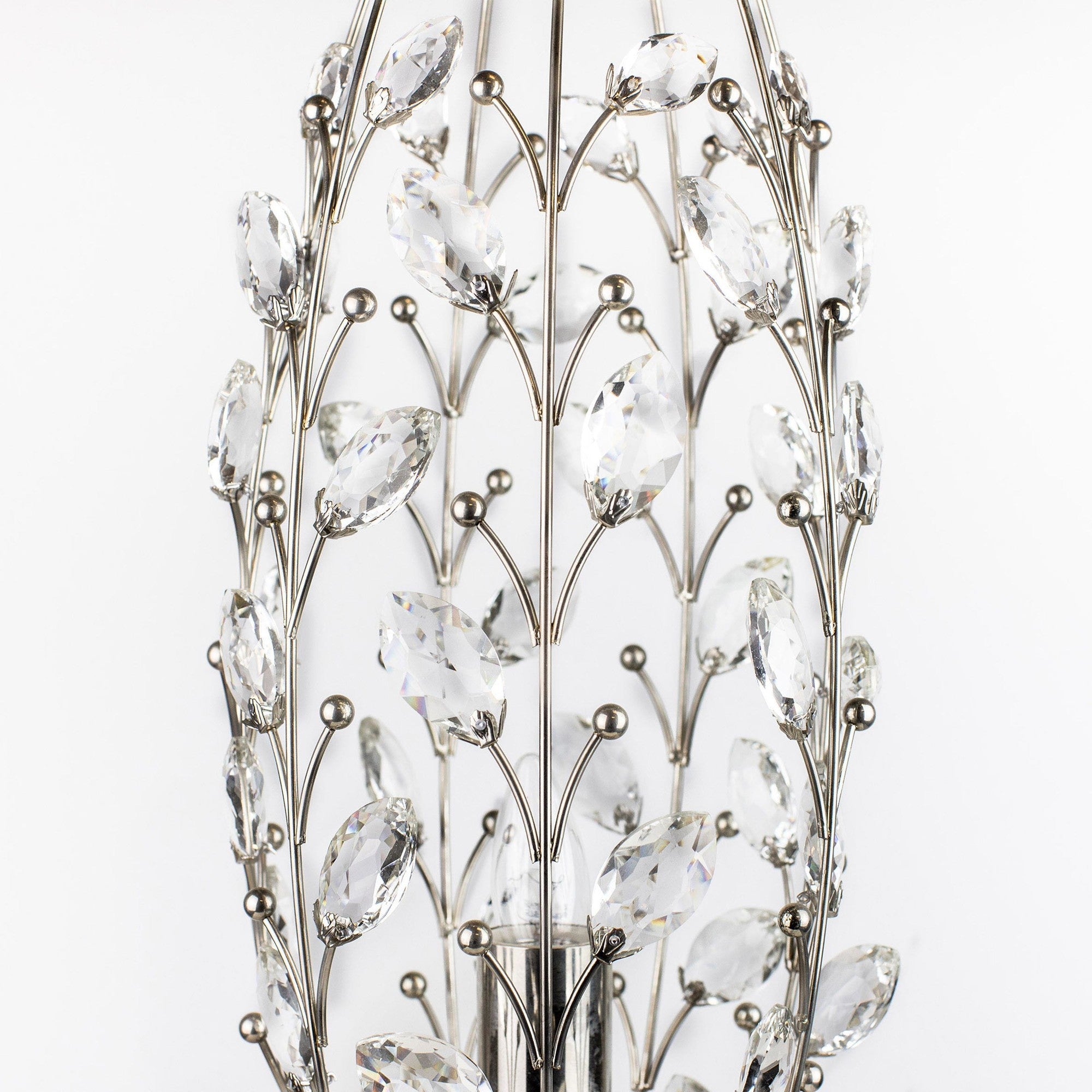 Crystal Buds 18" Metal Uplight - Polished Nickel, Clear Crystal