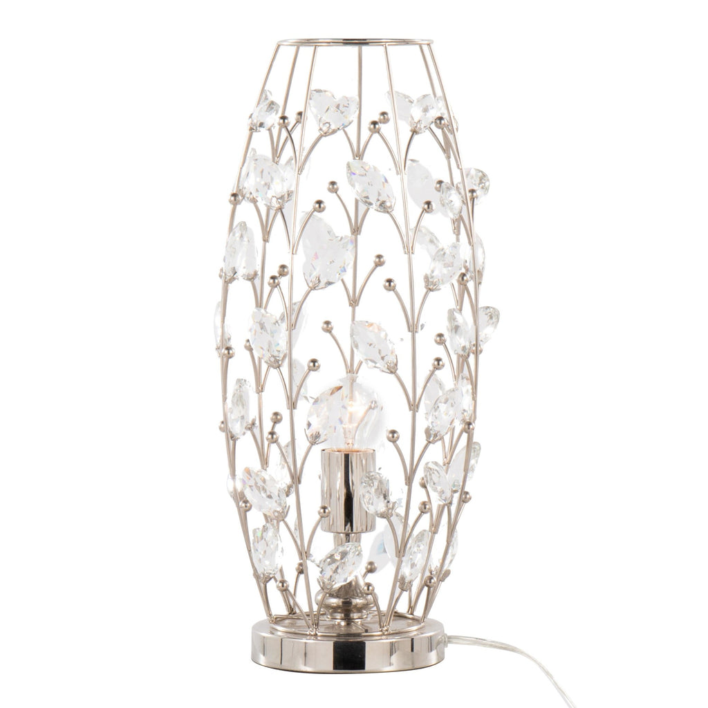 Crystal Buds 18" Metal Uplight - Polished Nickel, Clear Crystal