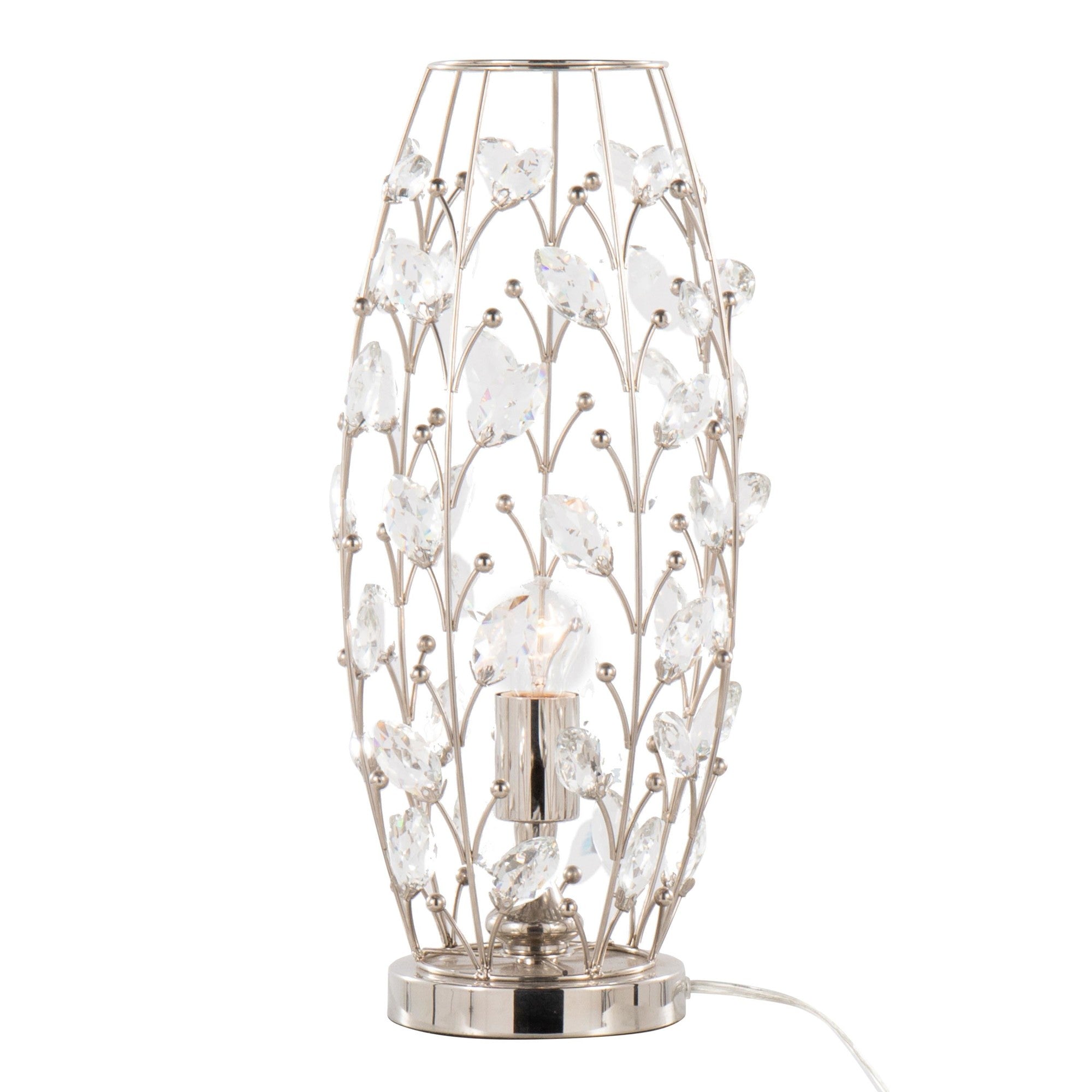 Crystal Buds 18" Metal Uplight - Polished Nickel, Clear Crystal