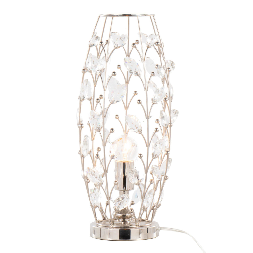 Crystal Buds 18" Metal Uplight - Polished Nickel, Clear Crystal
