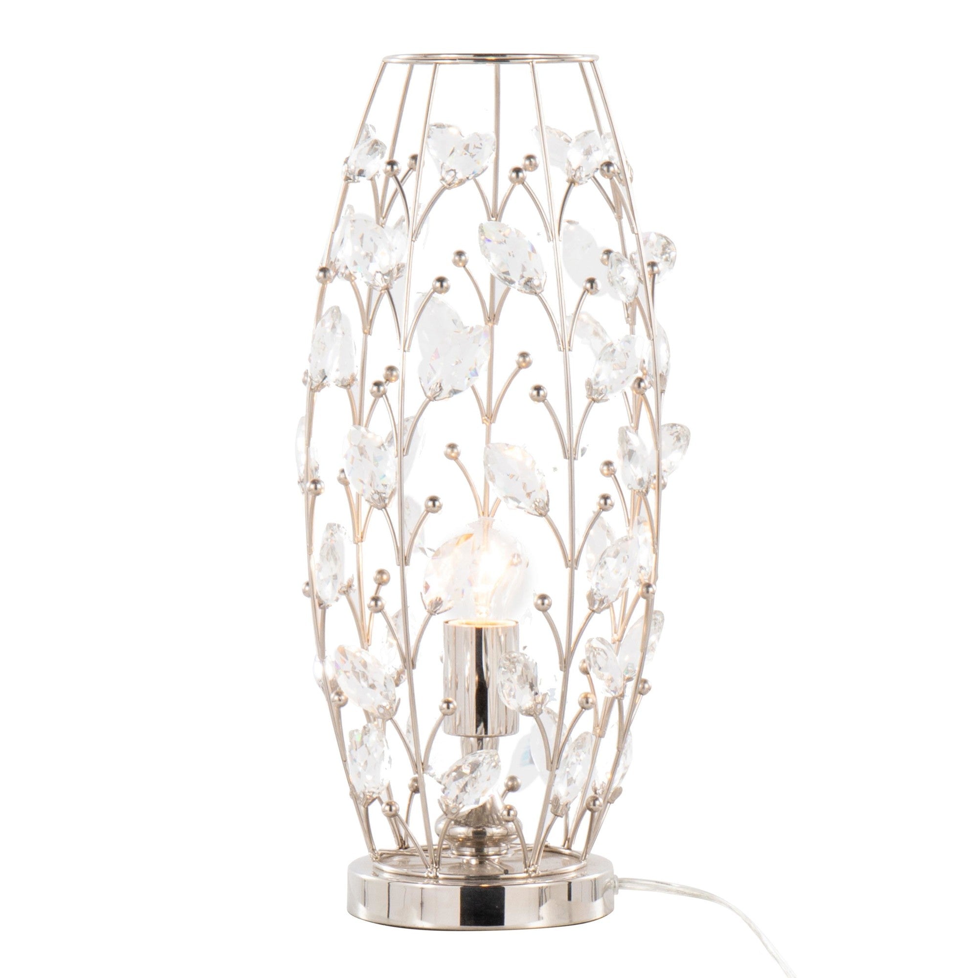 Crystal Buds 18" Metal Uplight - Polished Nickel, Clear Crystal