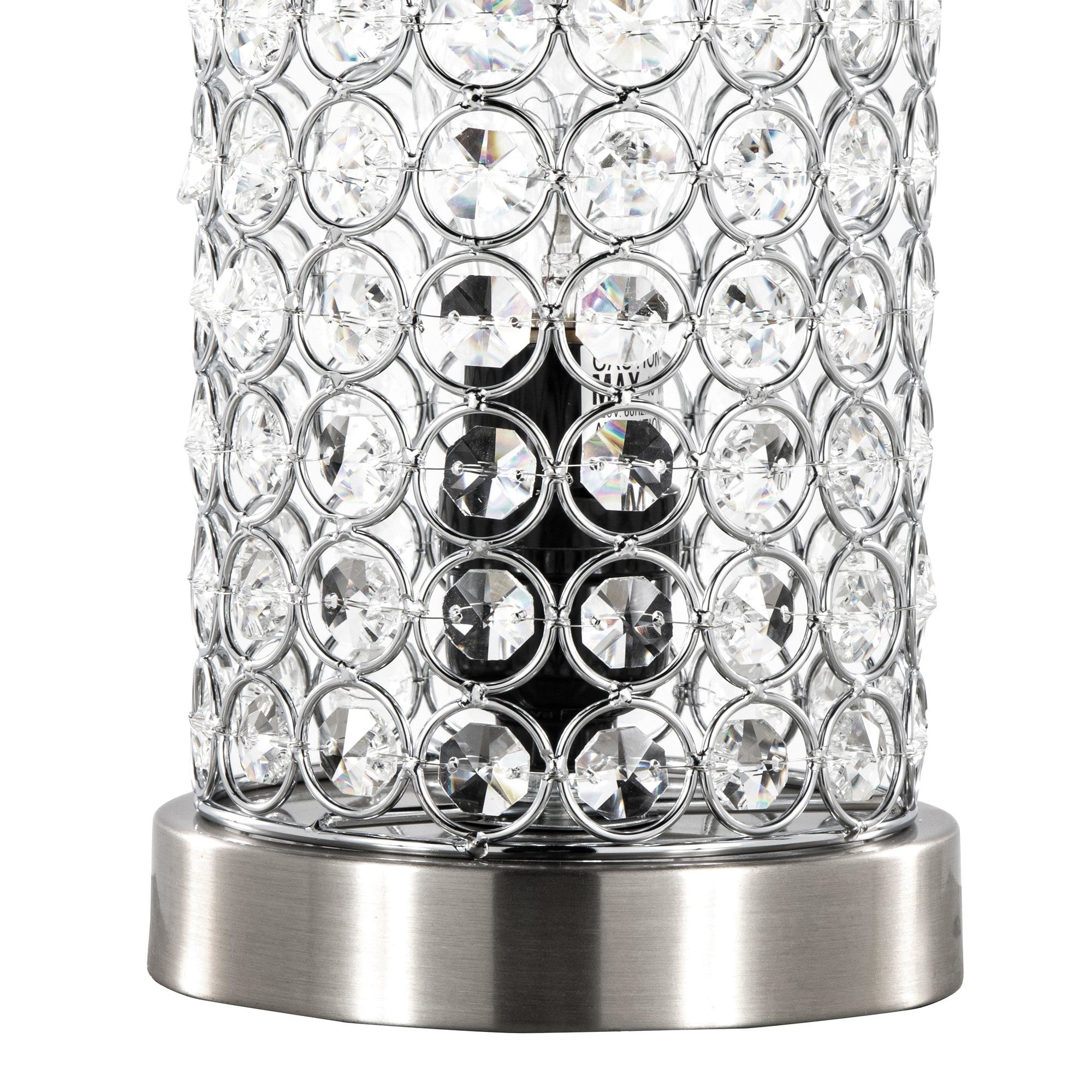 Chandelier 11" Metal Uplight - Set of 2 - Brushed Nickel, Clear Crystal, Chrome Metal
