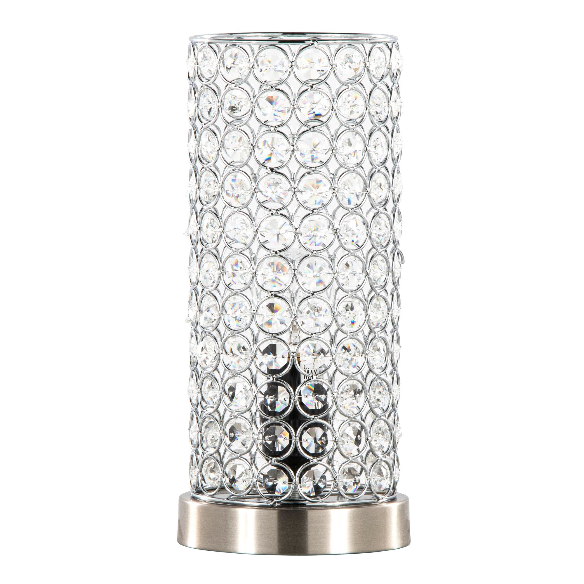 Chandelier 11" Metal Uplight - Set of 2 - Brushed Nickel, Clear Crystal, Chrome Metal
