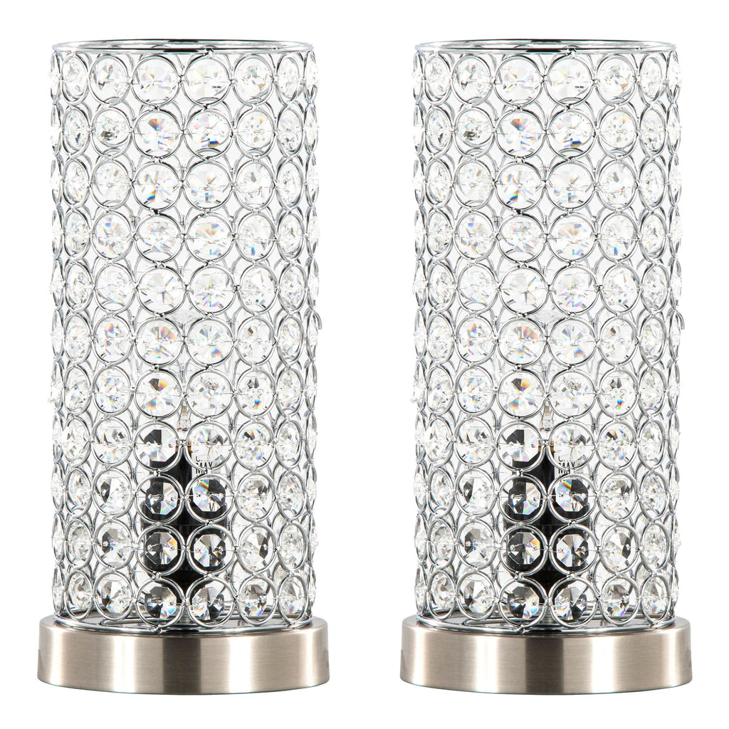 Chandelier 11" Metal Uplight - Set of 2 - Brushed Nickel, Clear Crystal, Chrome Metal