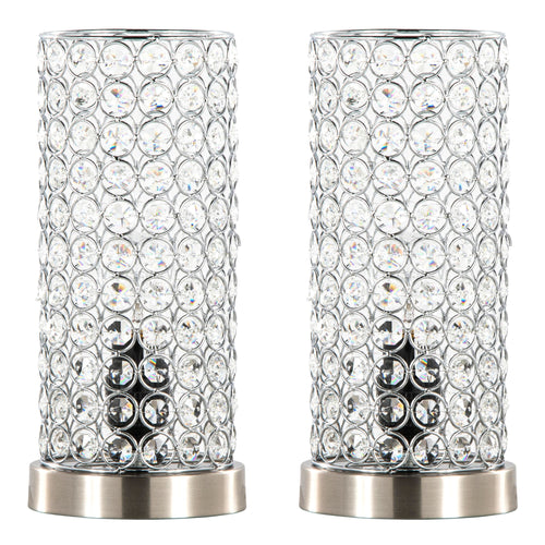 Chandelier 11" Metal Uplight - Set of 2 - Brushed Nickel, Clear Crystal, Chrome Metal