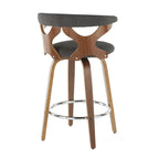 Gardenia 26" Fixed-Height Counter Stool - Set of 2 - Walnut Wood, Charcoal Fabric, Chrome