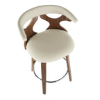 Gardenia 26" Fixed-Height Counter Stool - Set of 2 - Walnut Wood, Cream PU, Chrome
