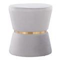 Gemma Ottoman - Silver Velvet, Gold Metal