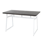 Geo Dining Table - Vintage White Metal, Espresso Bamboo