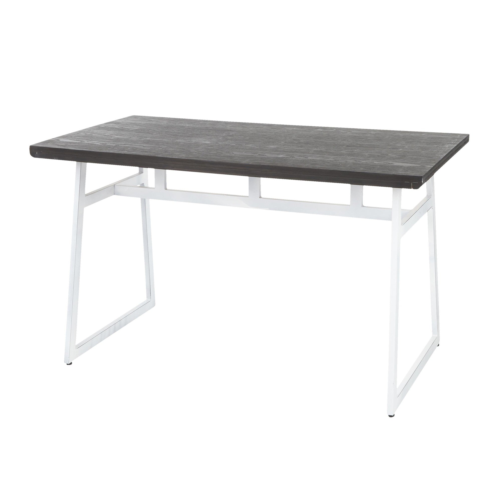 Geo Dining Table - Vintage White Metal, Espresso Bamboo