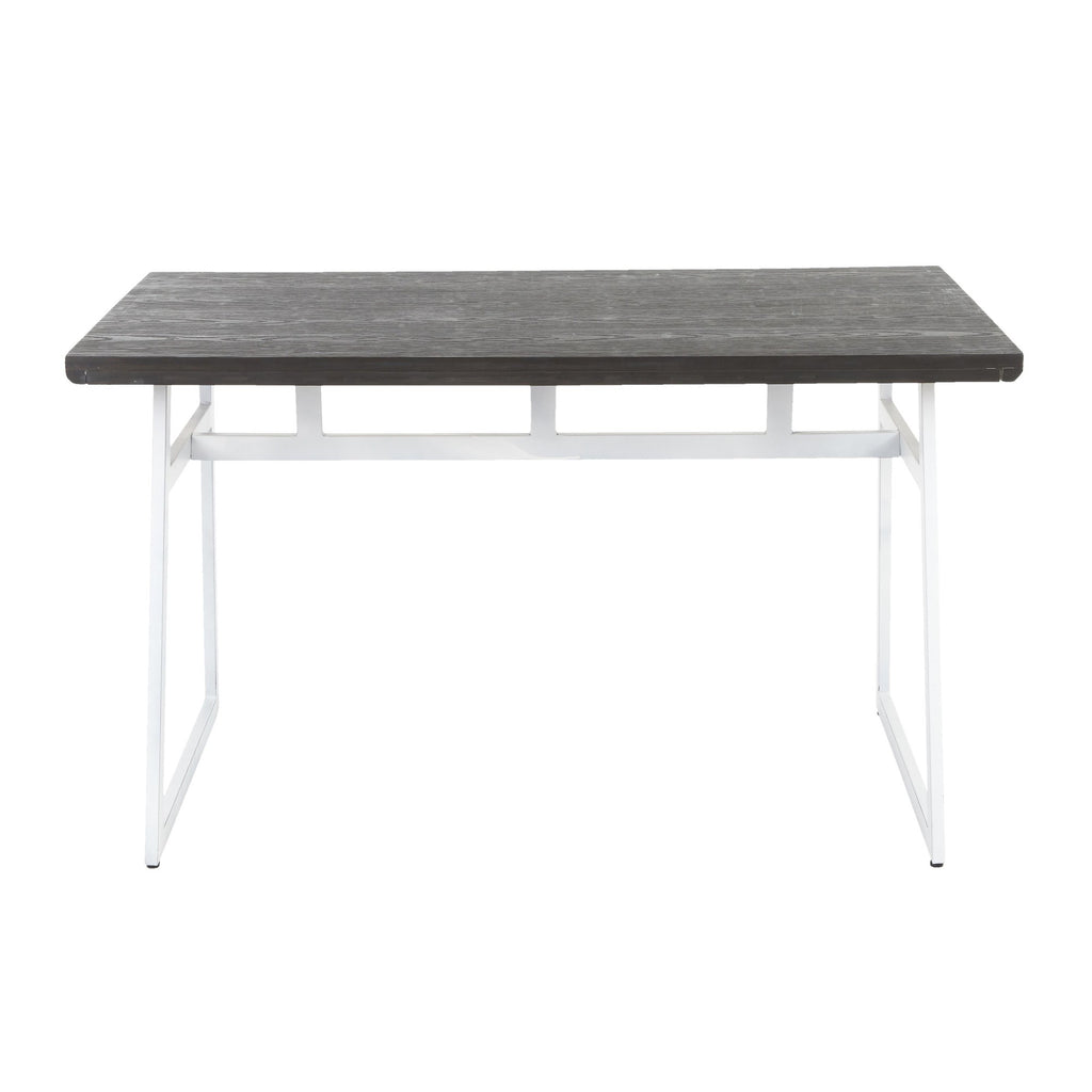 Geo Dining Table - Vintage White Metal, Espresso Bamboo
