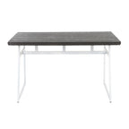Geo Dining Table - Vintage White Metal, Espresso Bamboo