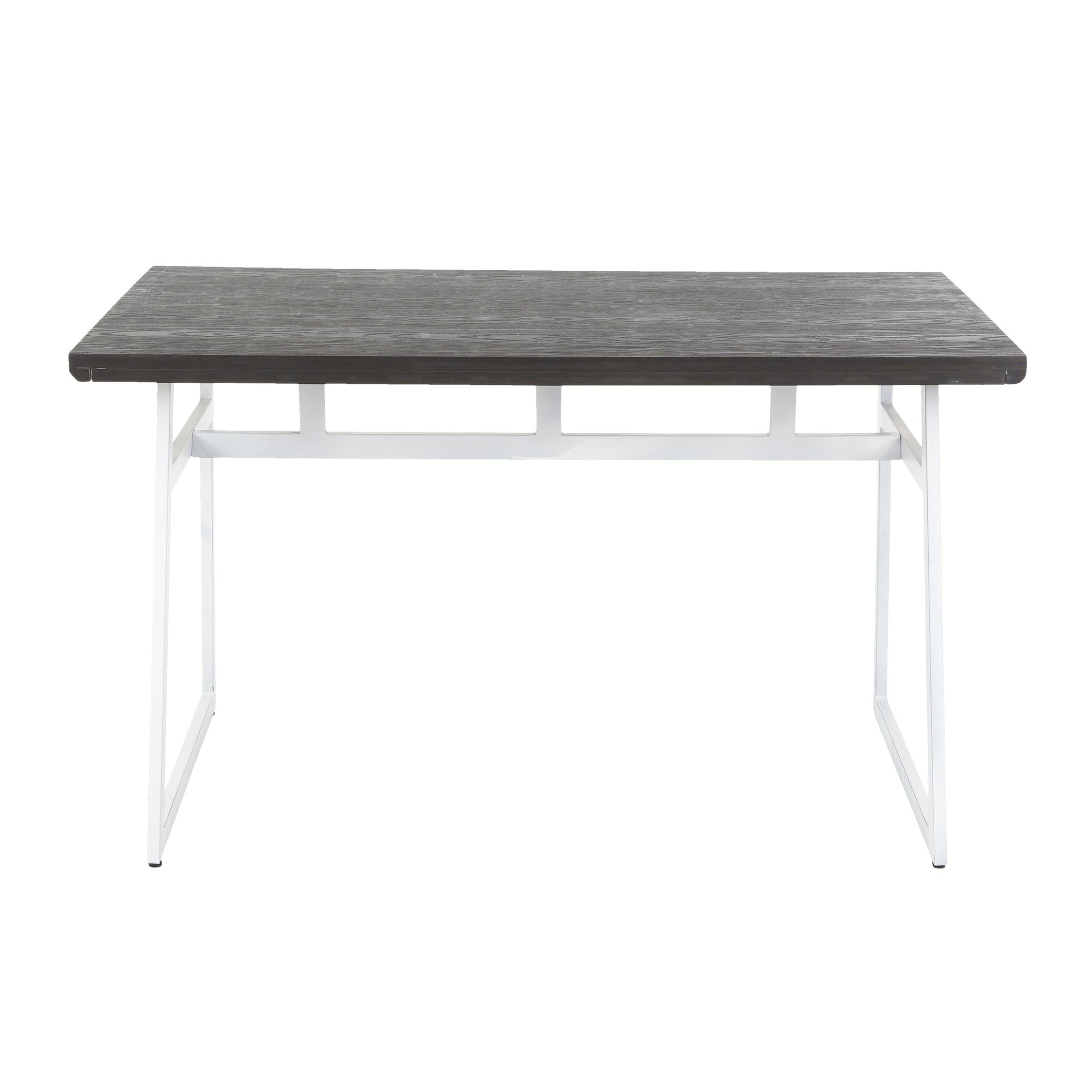 Geo Dining Table - Vintage White Metal, Espresso Bamboo