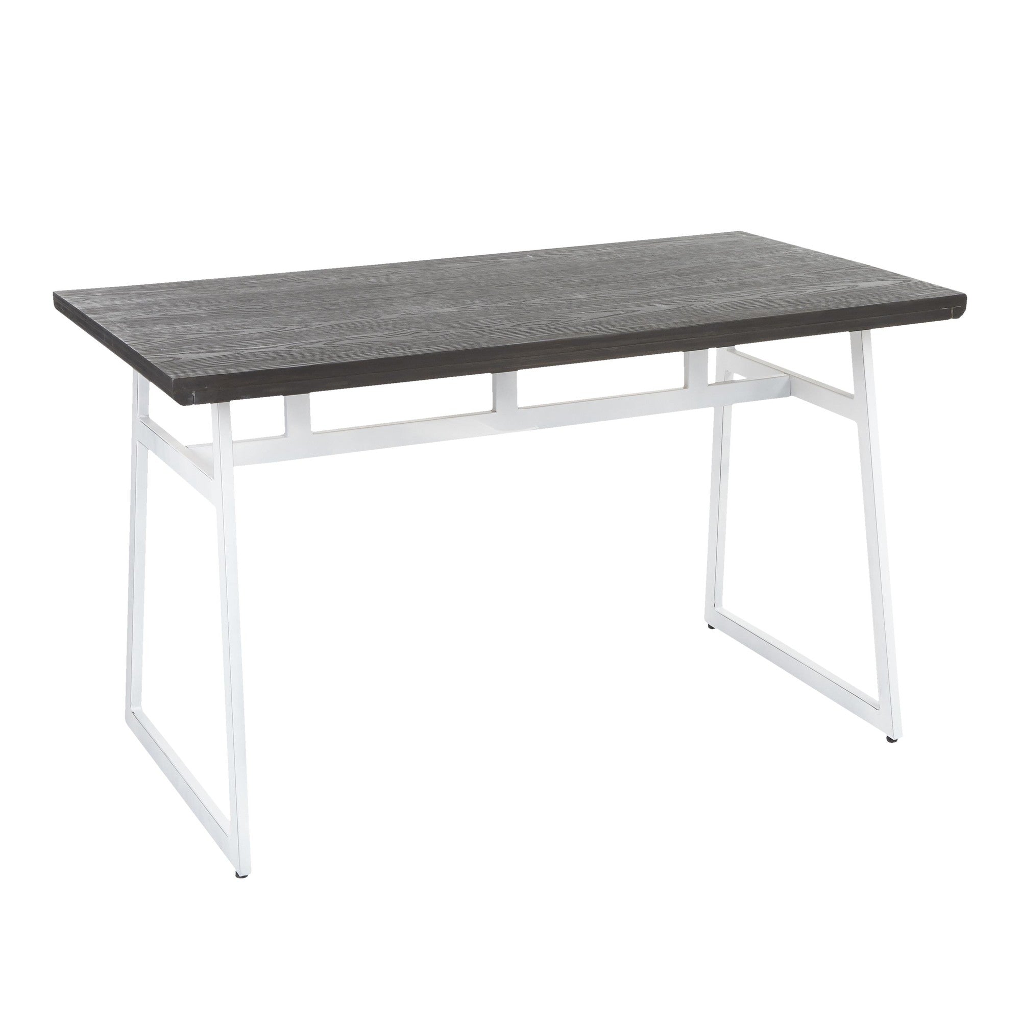 Geo Dining Table - Vintage White Metal, Espresso Bamboo