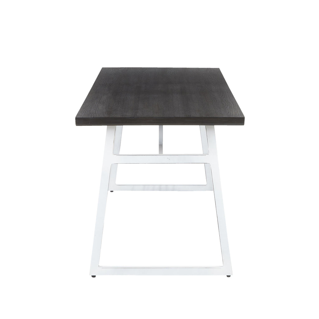 Geo Dining Table - Vintage White Metal, Espresso Bamboo
