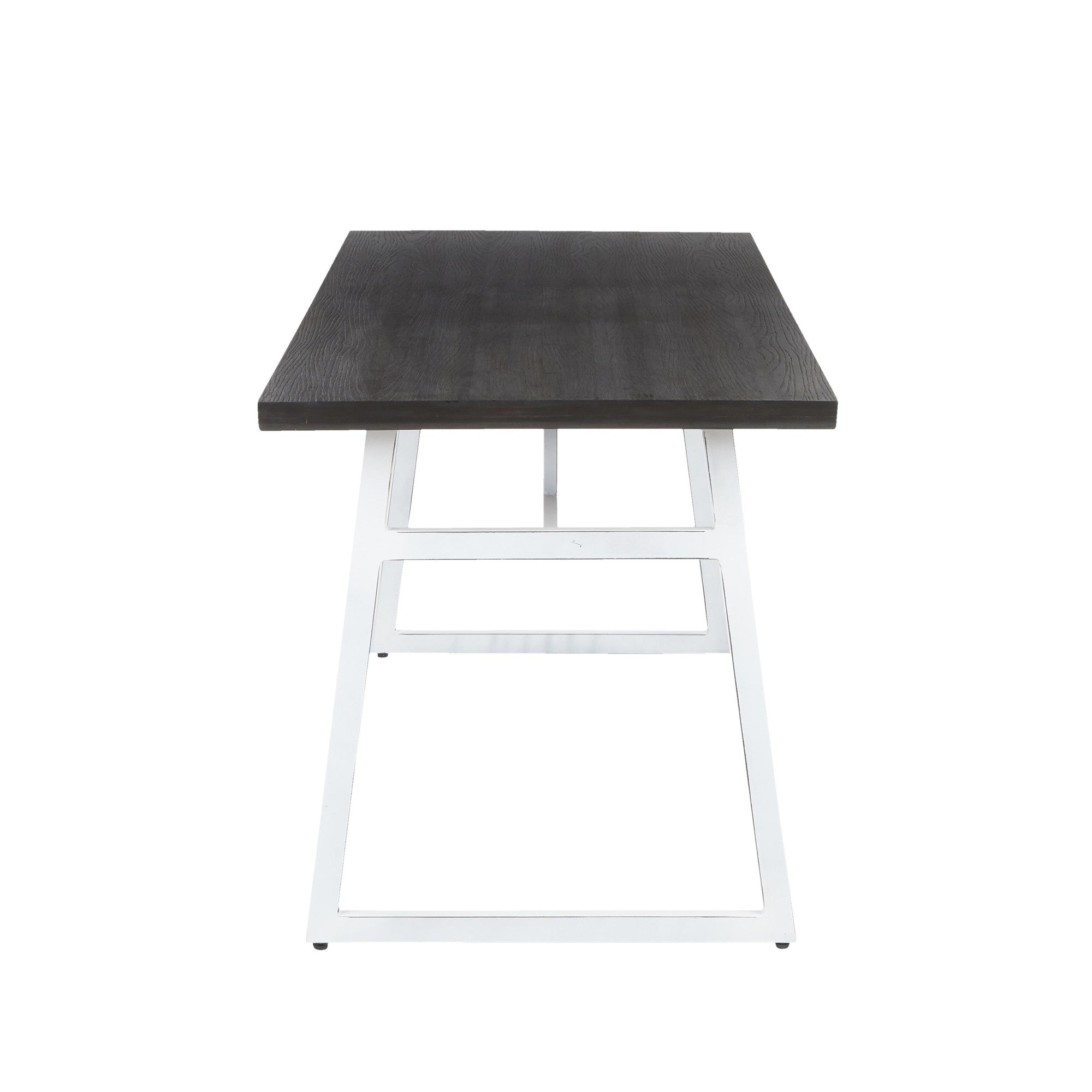 Geo Dining Table - Vintage White Metal, Espresso Bamboo