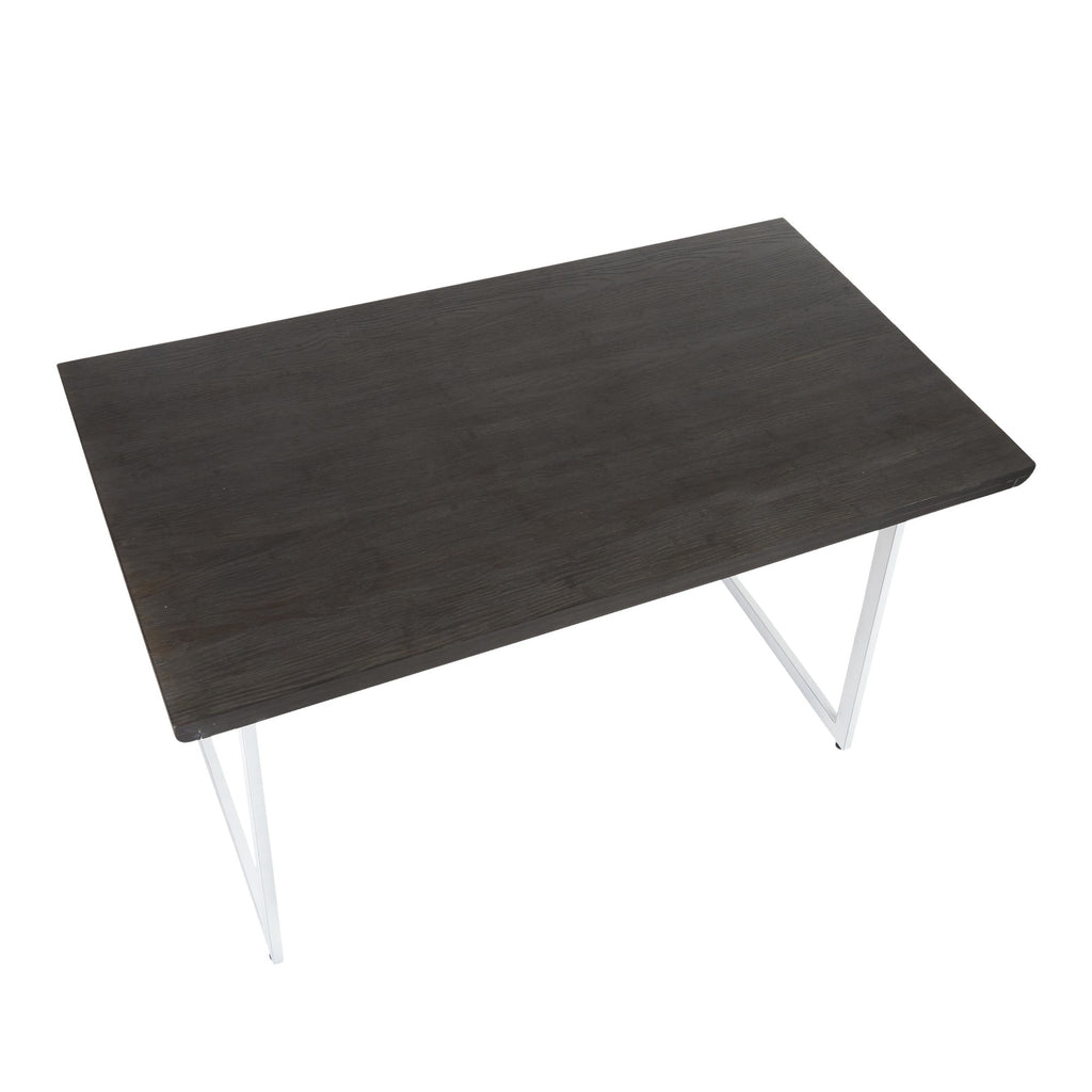 Geo Dining Table - Vintage White Metal, Espresso Bamboo
