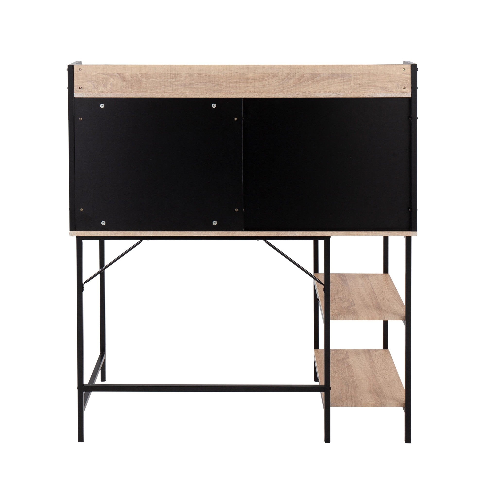 Geo Shelf Desk - Black Steel, Natural MDF