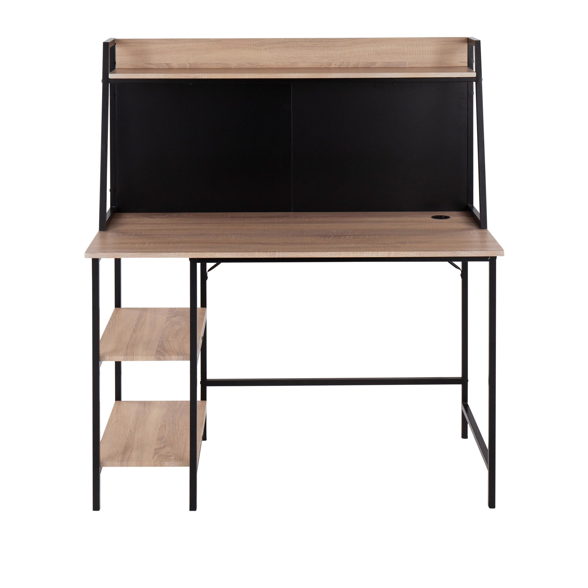 Geo Shelf Desk - Black Steel, Natural MDF
