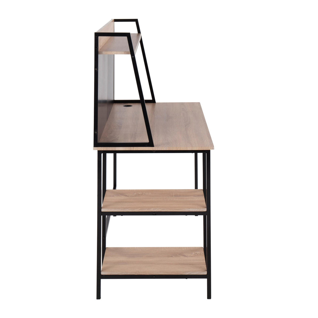 Geo Shelf Desk - Black Steel, Natural MDF