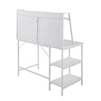 Geo Shelf Desk - White Steel, White MDF