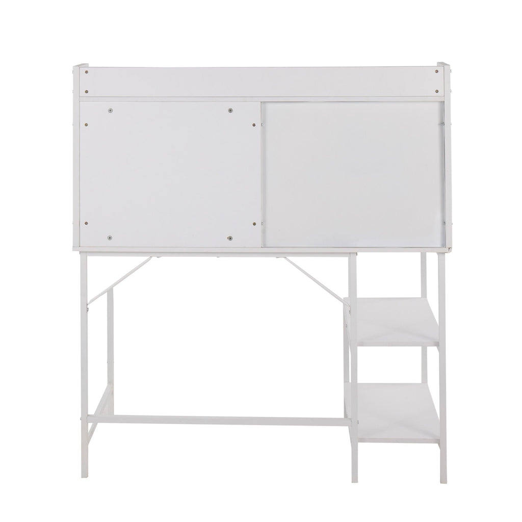Geo Shelf Desk - White Steel, White MDF