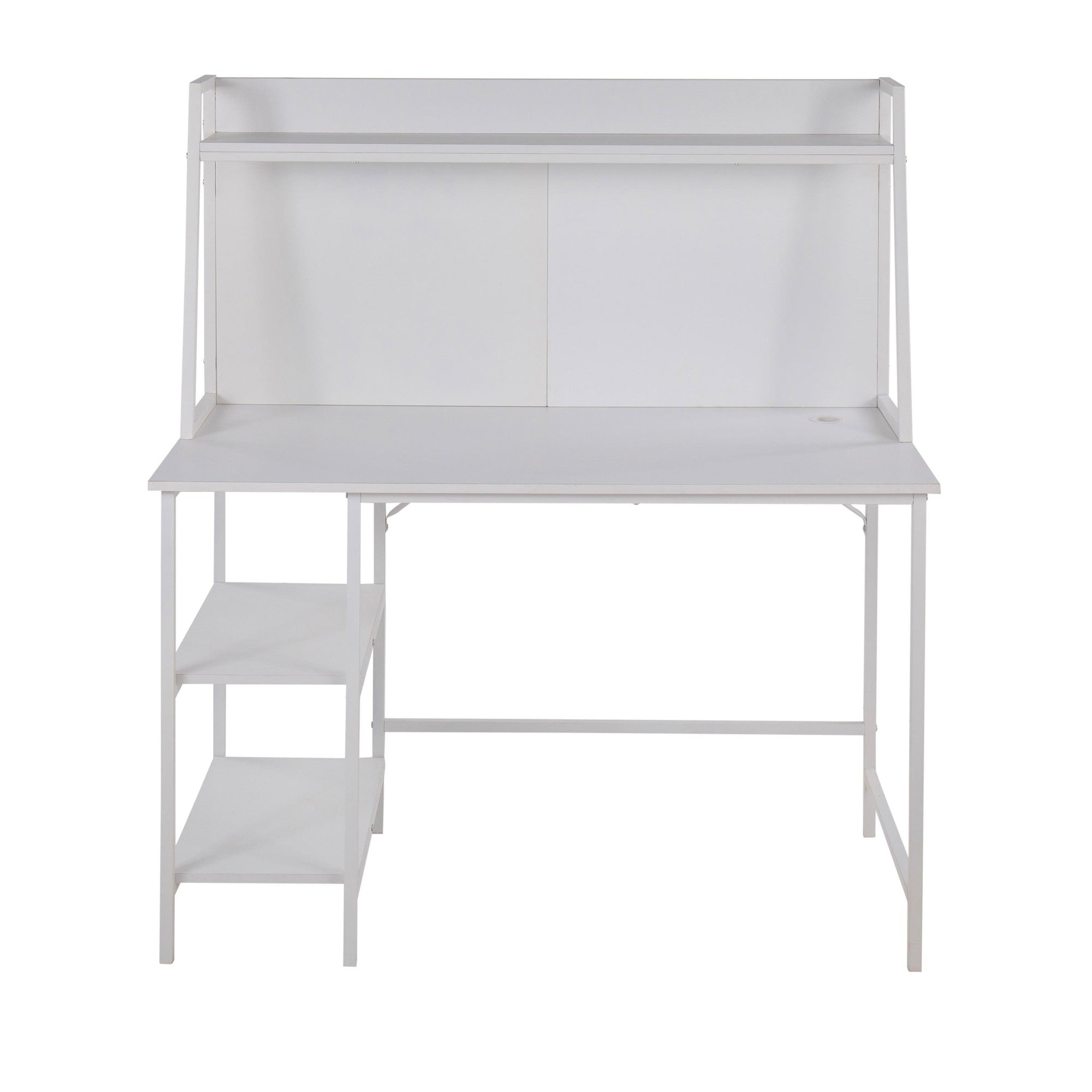 Geo Shelf Desk - White Steel, White MDF