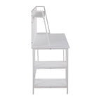 Geo Shelf Desk - White Steel, White MDF