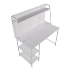 Geo Shelf Desk - White Steel, White MDF