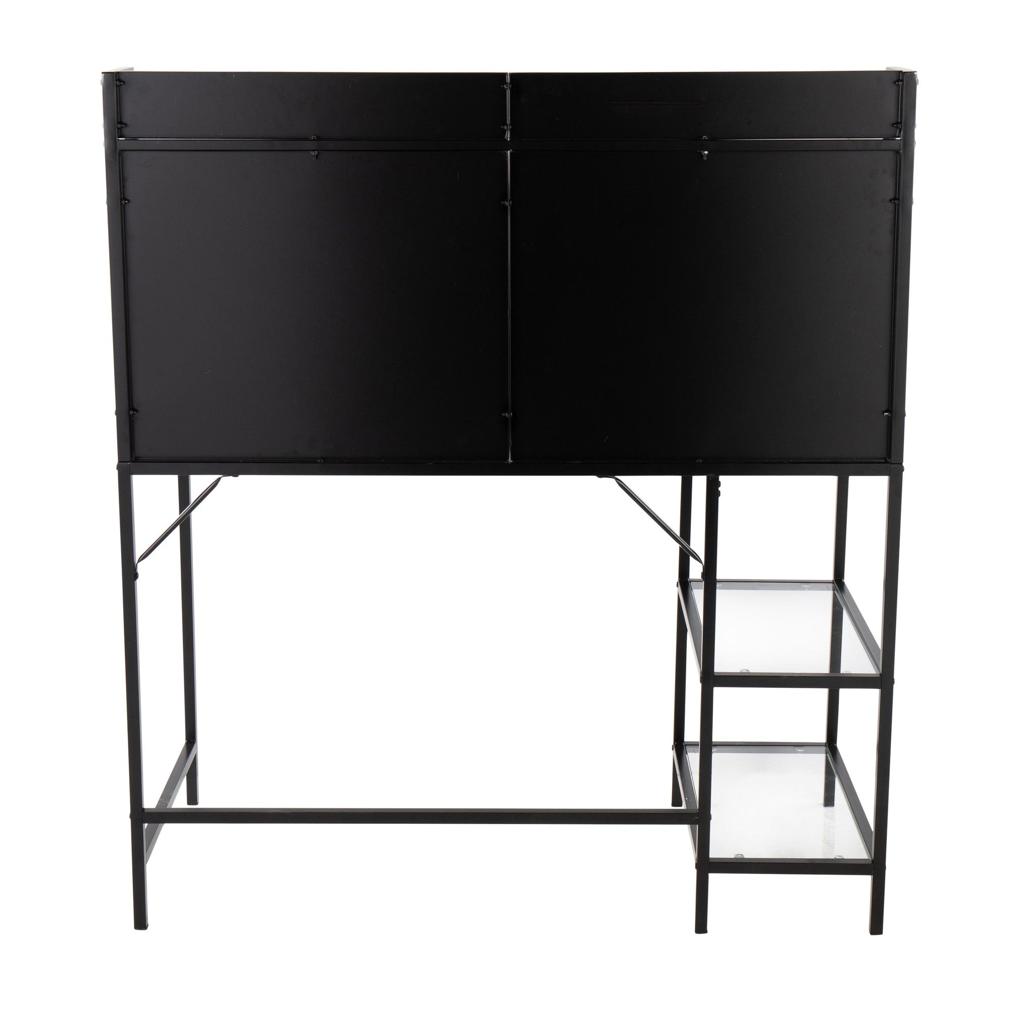 Geo Tier Desk - Black Metal, Clear Glass
