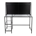 Geo Tier Desk - Black Metal, Clear Glass
