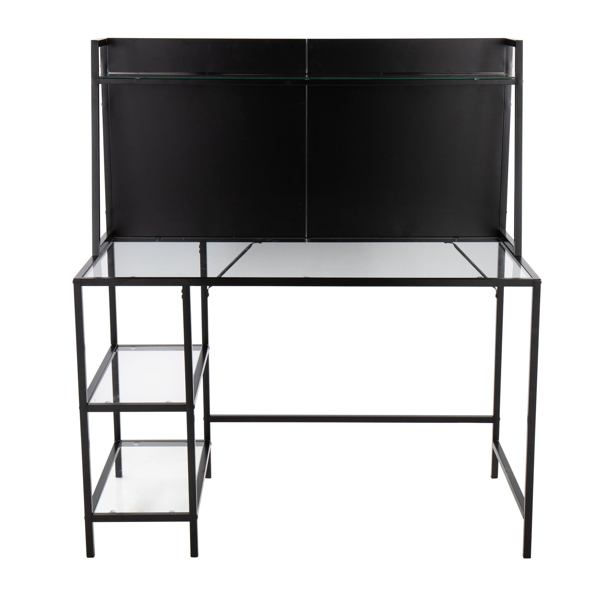 Geo Tier Desk - Black Metal, Clear Glass