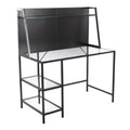 Geo Tier Desk - Black Metal, Clear Glass