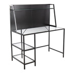 Geo Tier Desk - Black Metal, Clear Glass