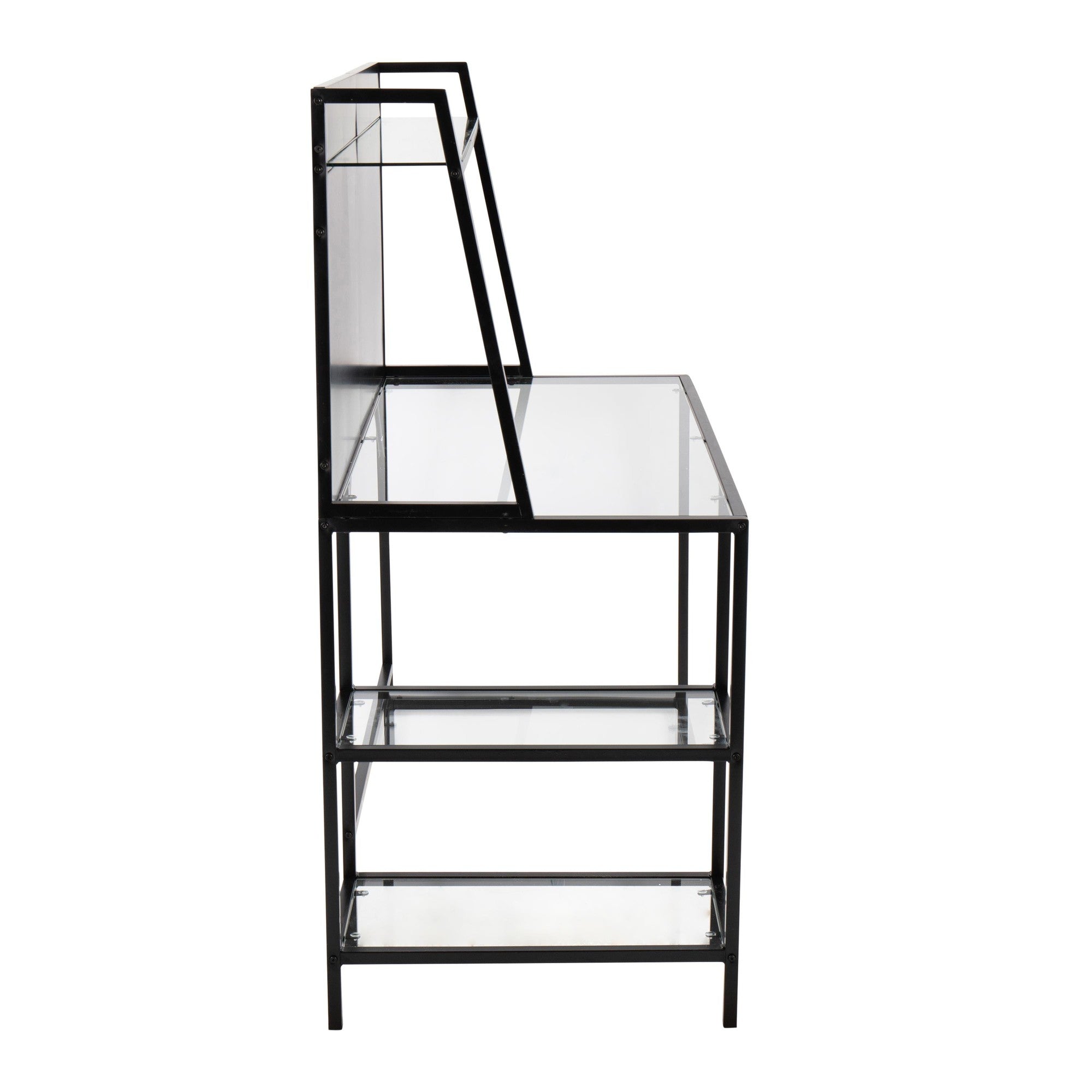 Geo Tier Desk - Black Metal, Clear Glass
