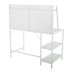 Geo Tier Desk - White Metal, Frosted Glass