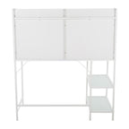 Geo Tier Desk - White Metal, Frosted Glass