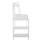 Geo Tier Desk - White Metal, Frosted Glass