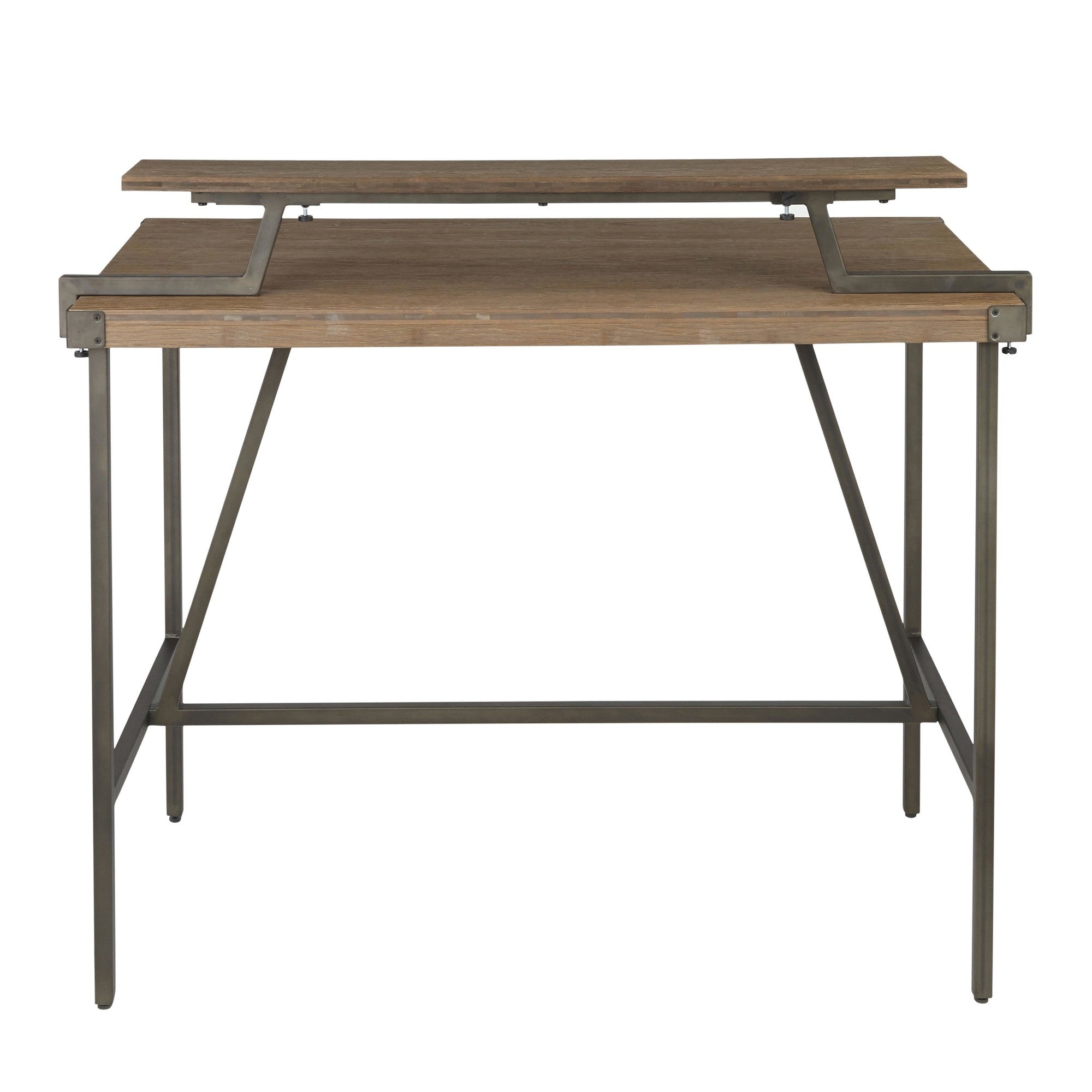 Gia Counter Table - Antique Metal, Brown Bamboo