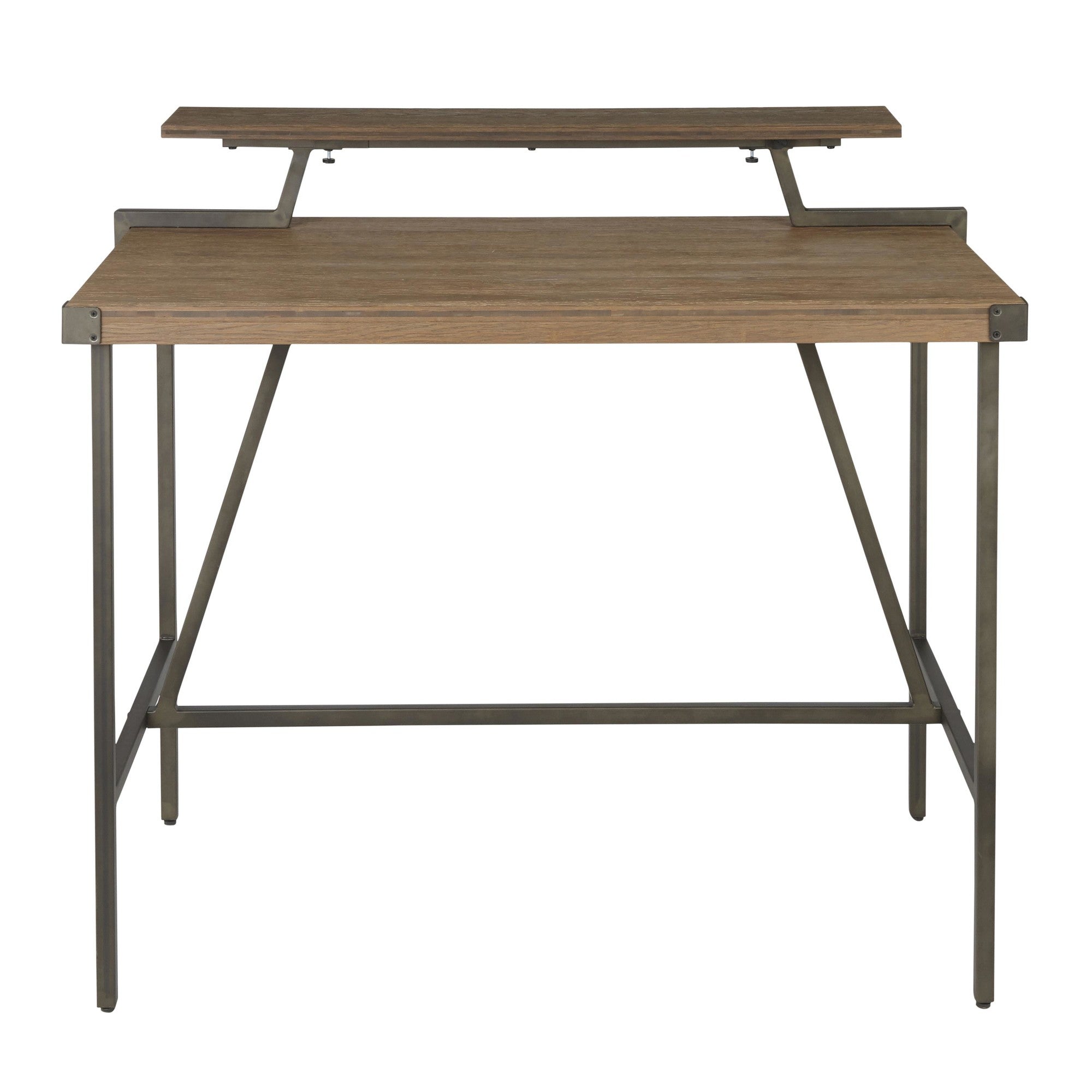 Gia Counter Table - Antique Metal, Brown Bamboo