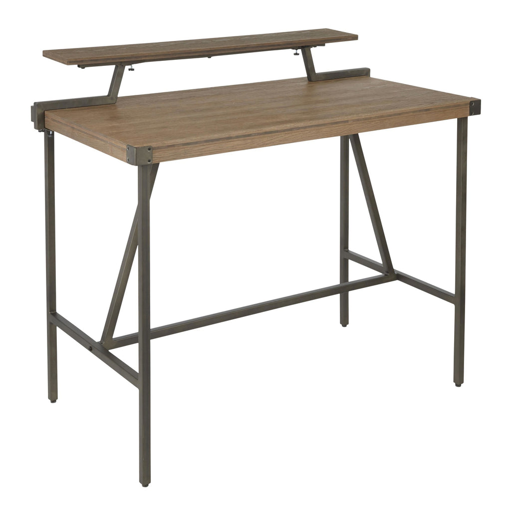 Gia Counter Table - Antique Metal, Brown Bamboo