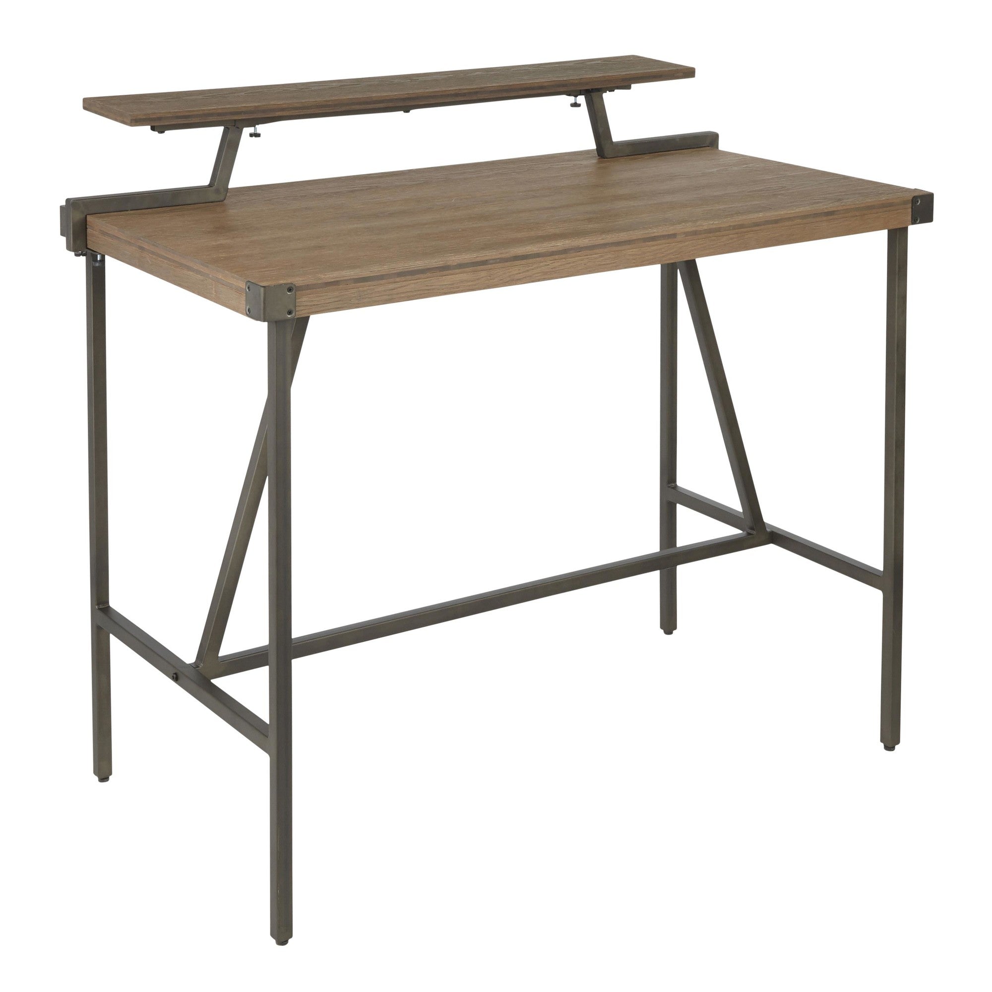 Gia Counter Table - Antique Metal, Brown Bamboo