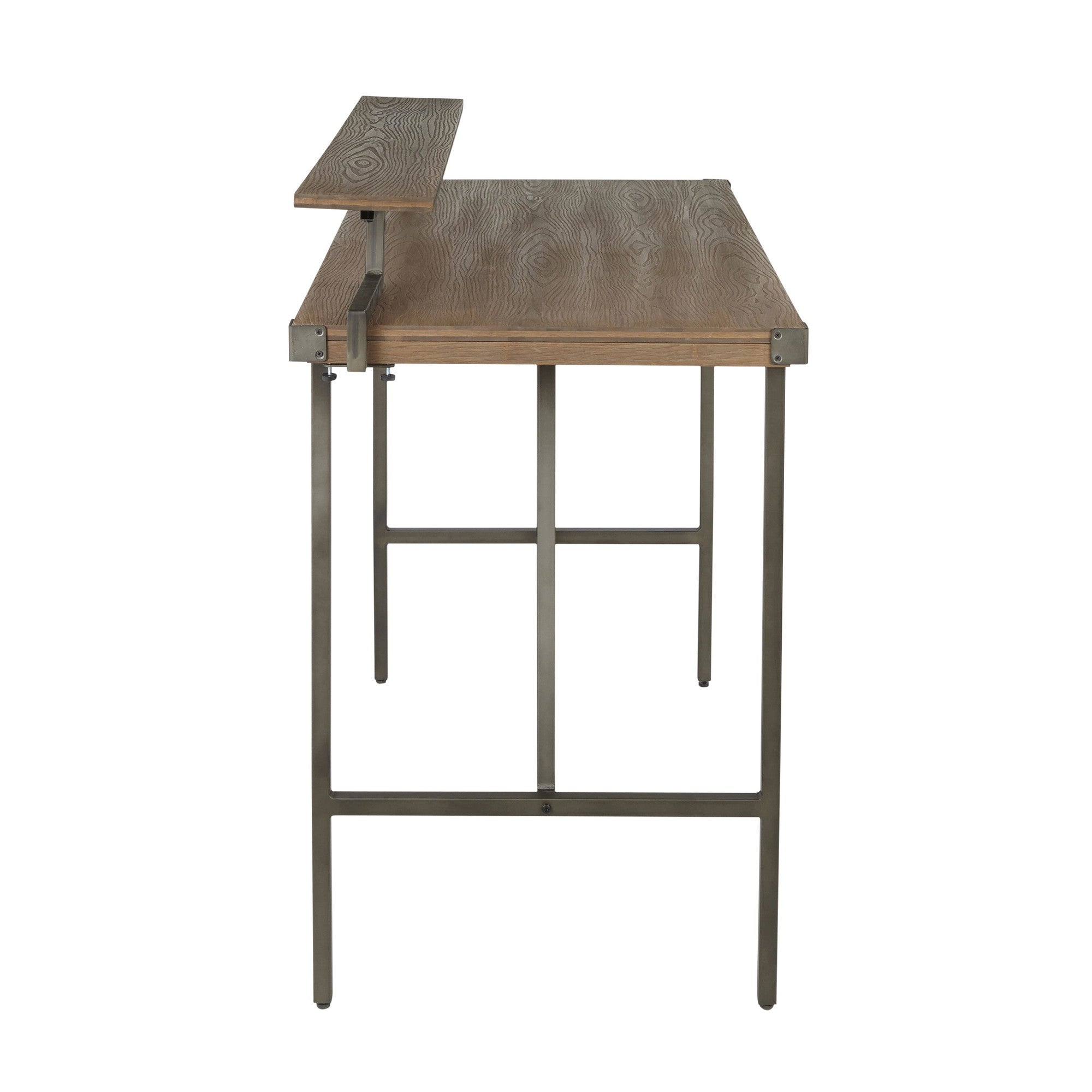 Gia Counter Table - Antique Metal, Brown Bamboo