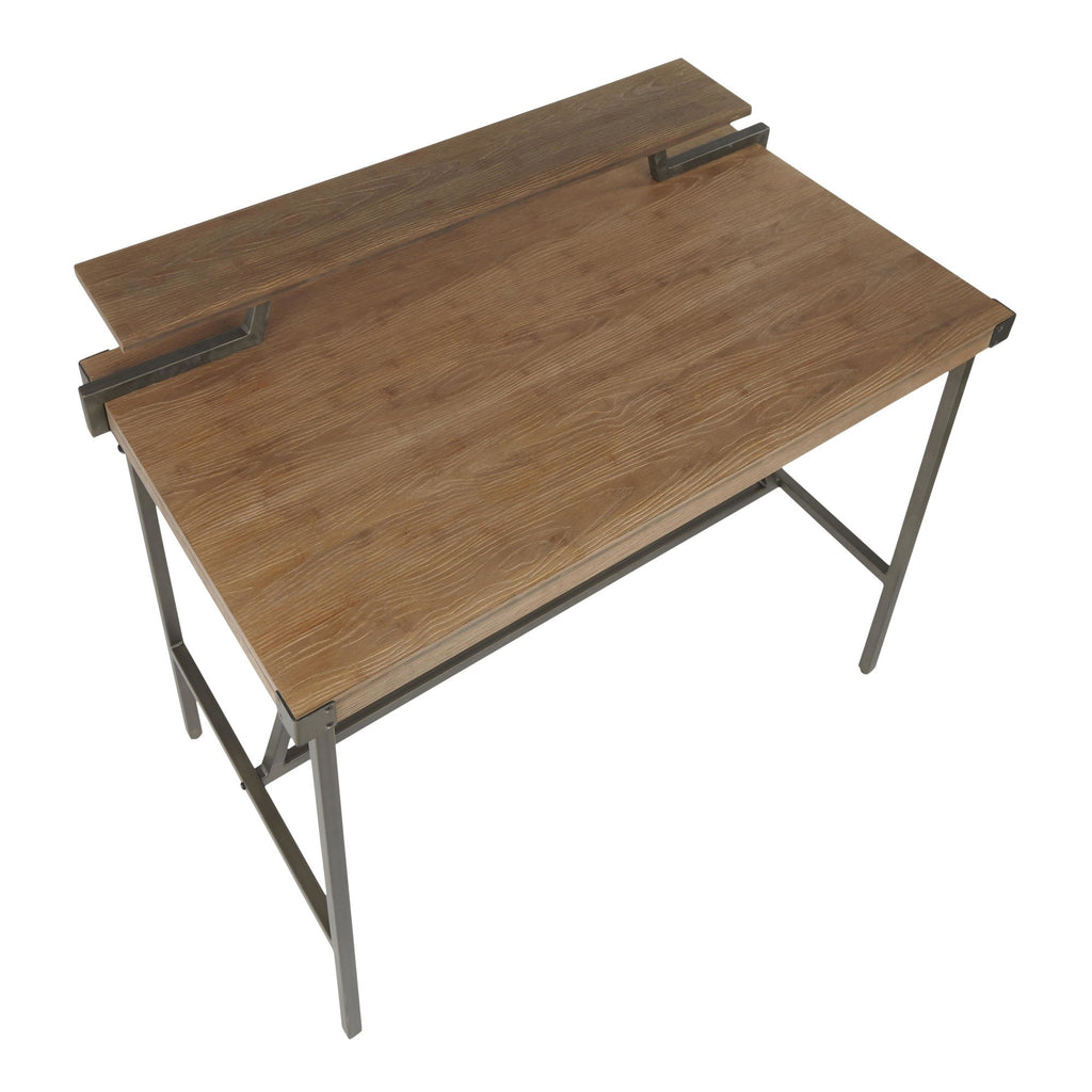 Gia Counter Table - Antique Metal, Brown Bamboo