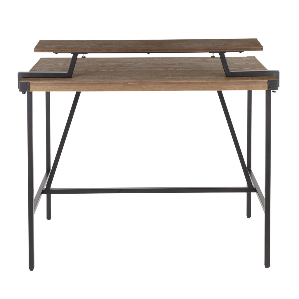 Gia Counter Table - Black Metal, Brown Bamboo