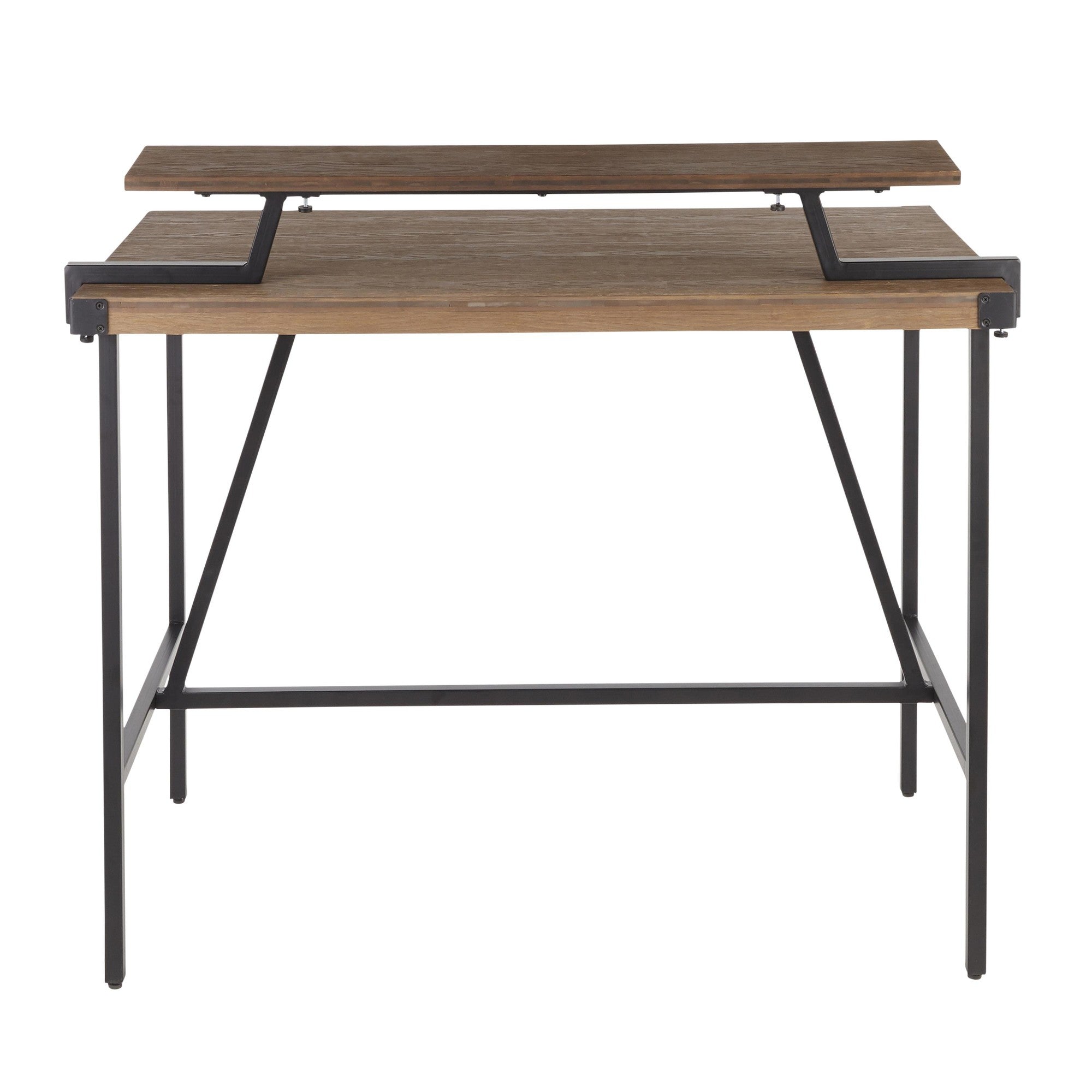 Gia Counter Table - Black Metal, Brown Bamboo