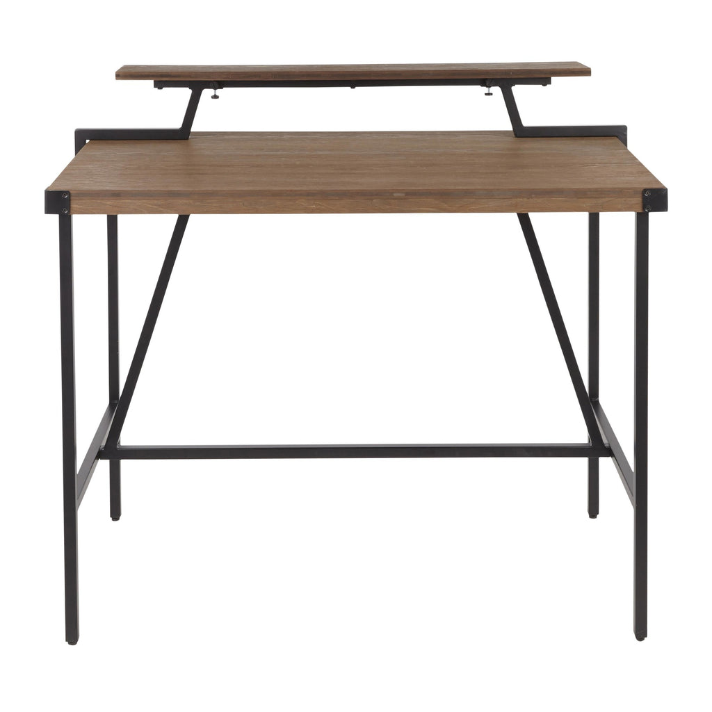 Gia Counter Table - Black Metal, Brown Bamboo
